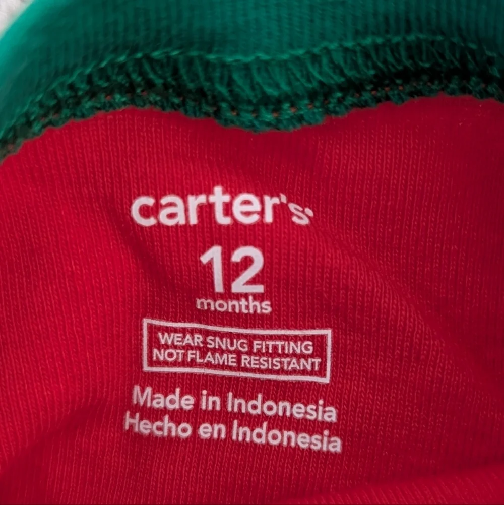 Carters Infant Christmas Pajamas Size 12 Month Santa's Favorite Fleece Red Green
